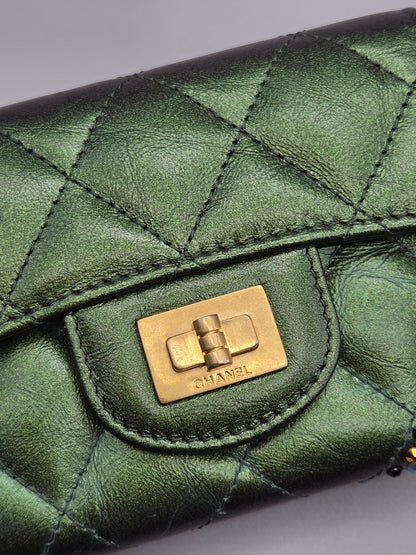 CHANEL Metallic Lambskin Quilted Flap Card Holder
