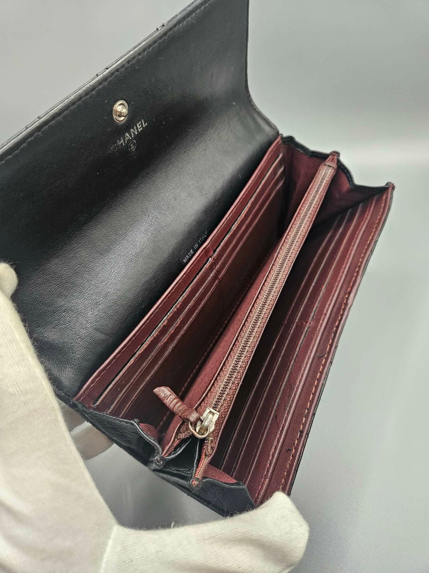 CHANEL Quilted Leather Clutch Wallet