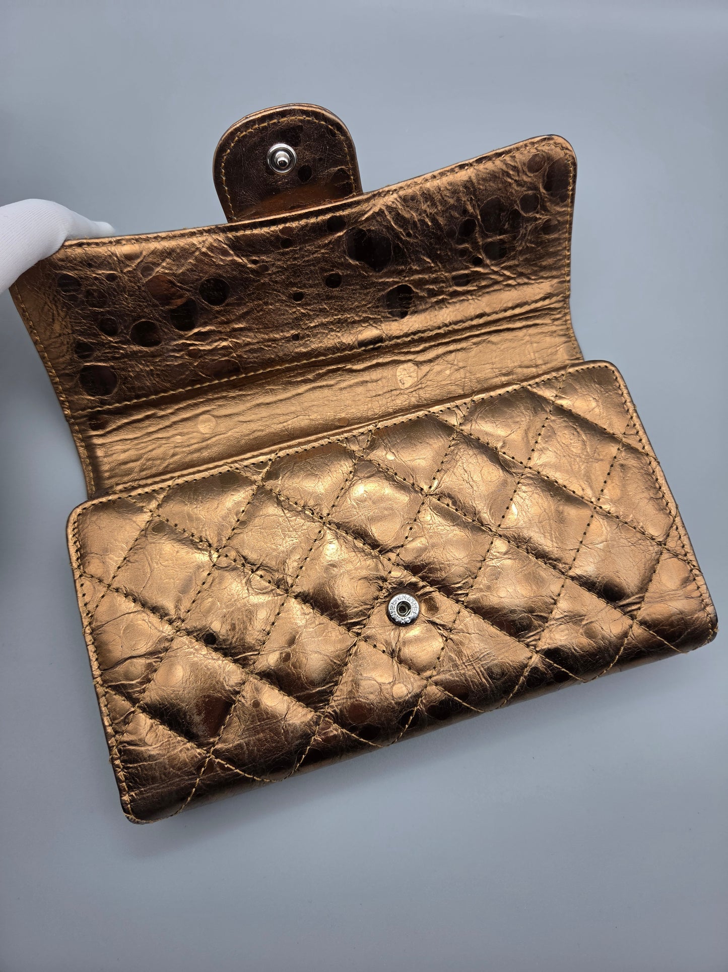 CHANEL 2.55 Reissue Bronze Quilted Leather Flap Wallet