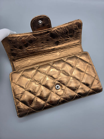 CHANEL 2.55 Reissue Bronze Quilted Leather Flap Wallet
