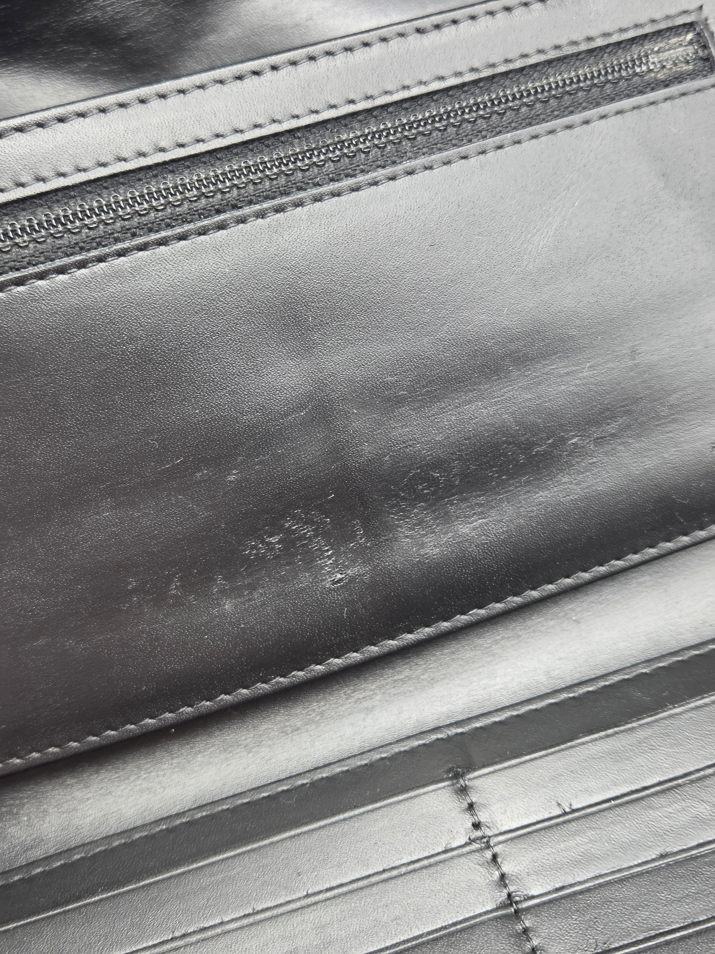 CHANEL Black Camellia Patent Leather Large Clutch Wallet