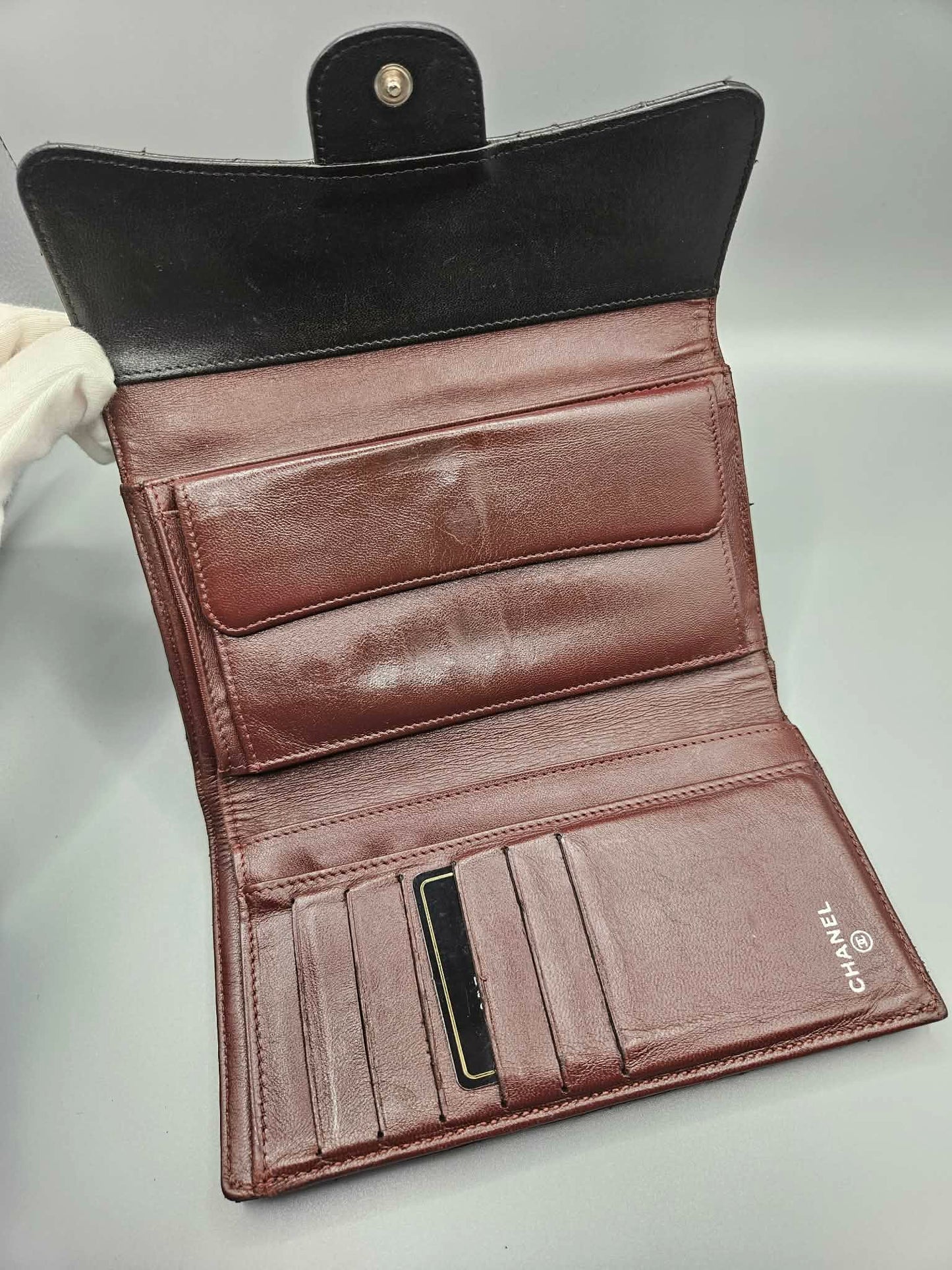 CHANEL Lambskin Quilted Large Flap Wallet in Black
