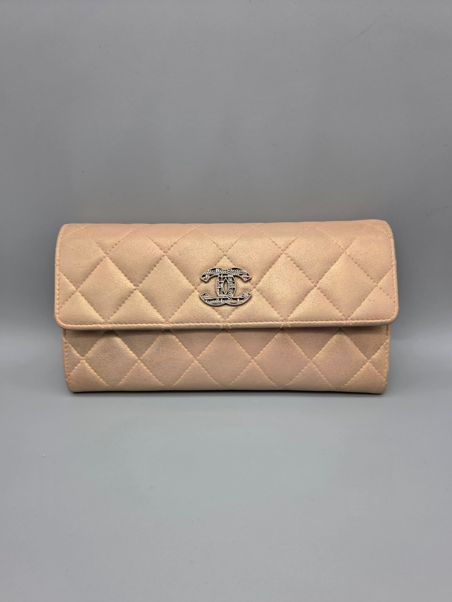 CHANEL Metallic Quilted Leather Large Flap Wallet