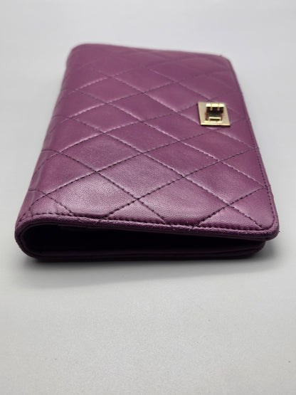 CHANEL Purple Quilted Leather Wallet