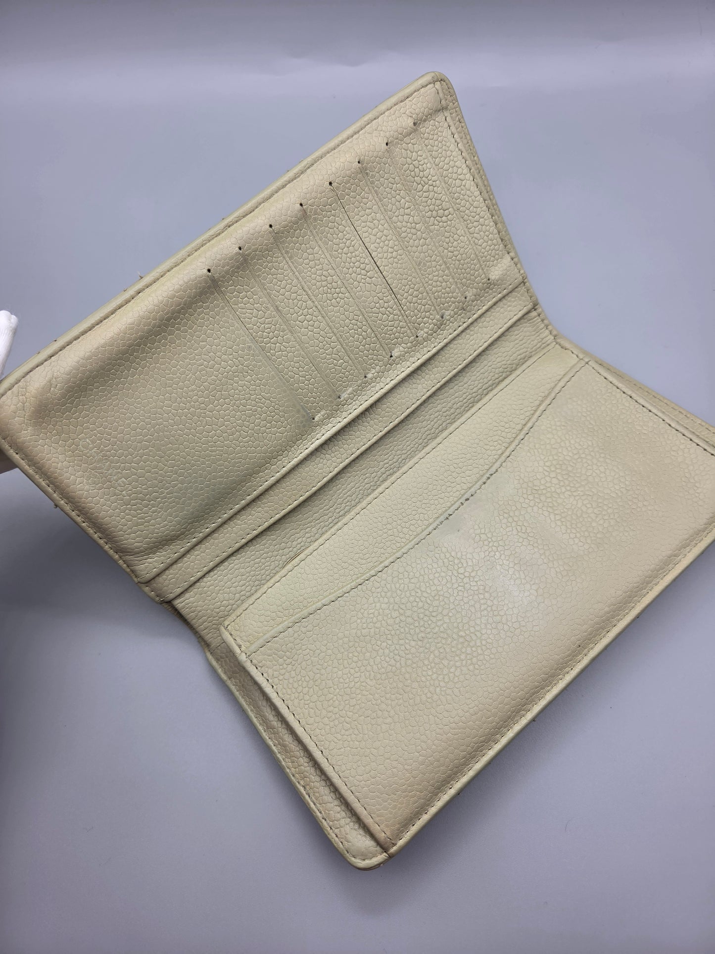 CHANEL Khaki Quilted Leather Yen Wallet