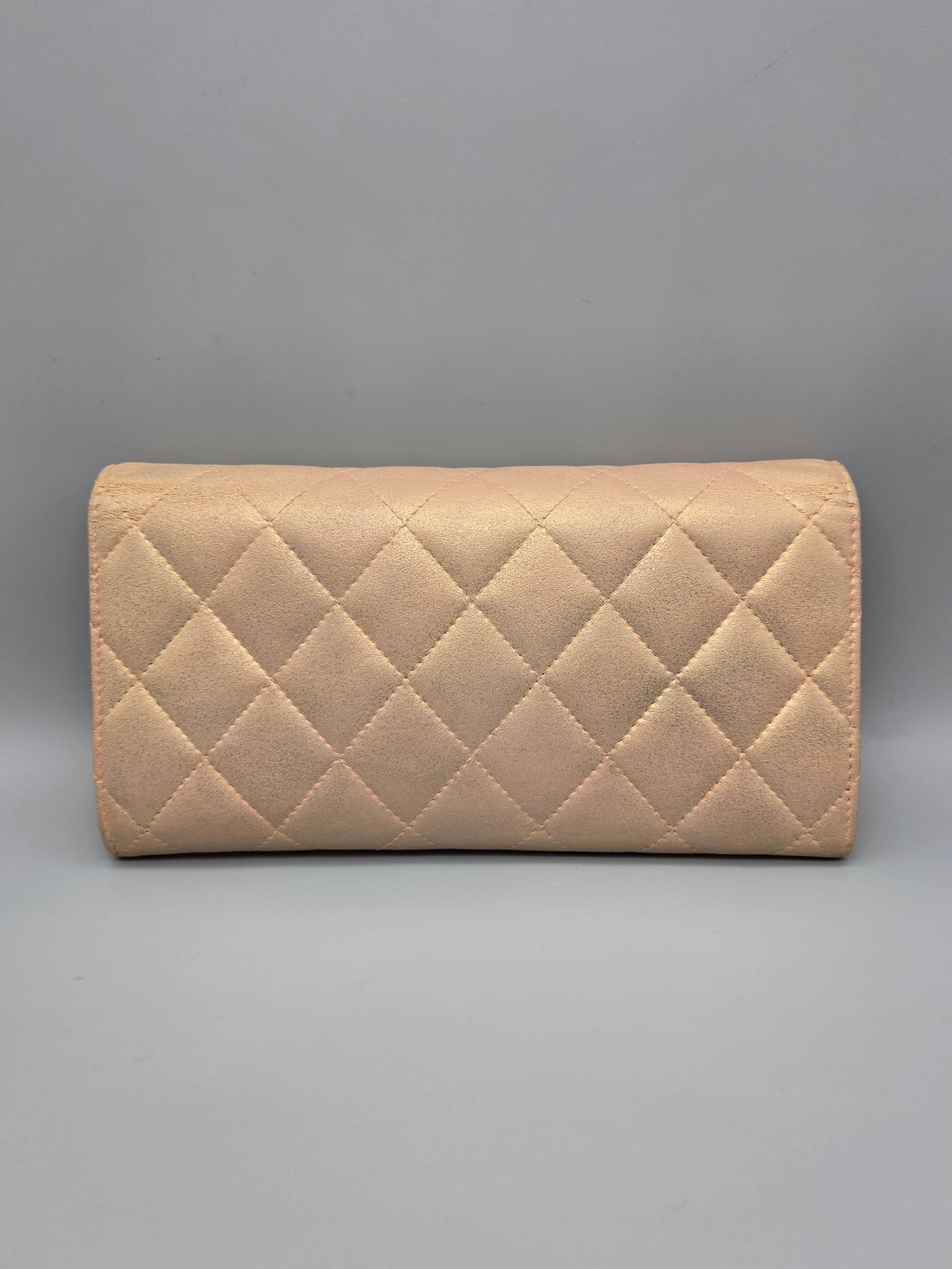 CHANEL Metallic Quilted Leather Large Flap Wallet
