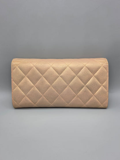 CHANEL Metallic Quilted Leather Large Flap Wallet