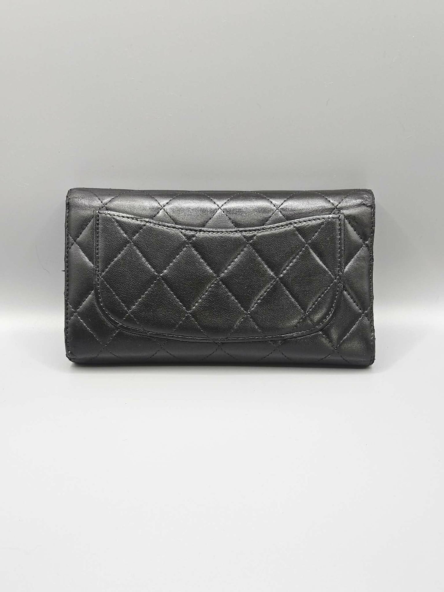 CHANEL Lambskin Quilted Large Flap Wallet in Black