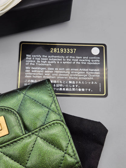 CHANEL Metallic Lambskin Quilted Flap Card Holder