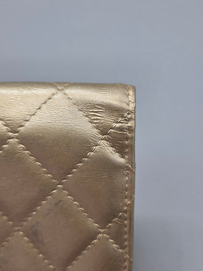 CHANEL Metallic Aged Calfskin Quilted 2.55 Reissue Yen Wallet