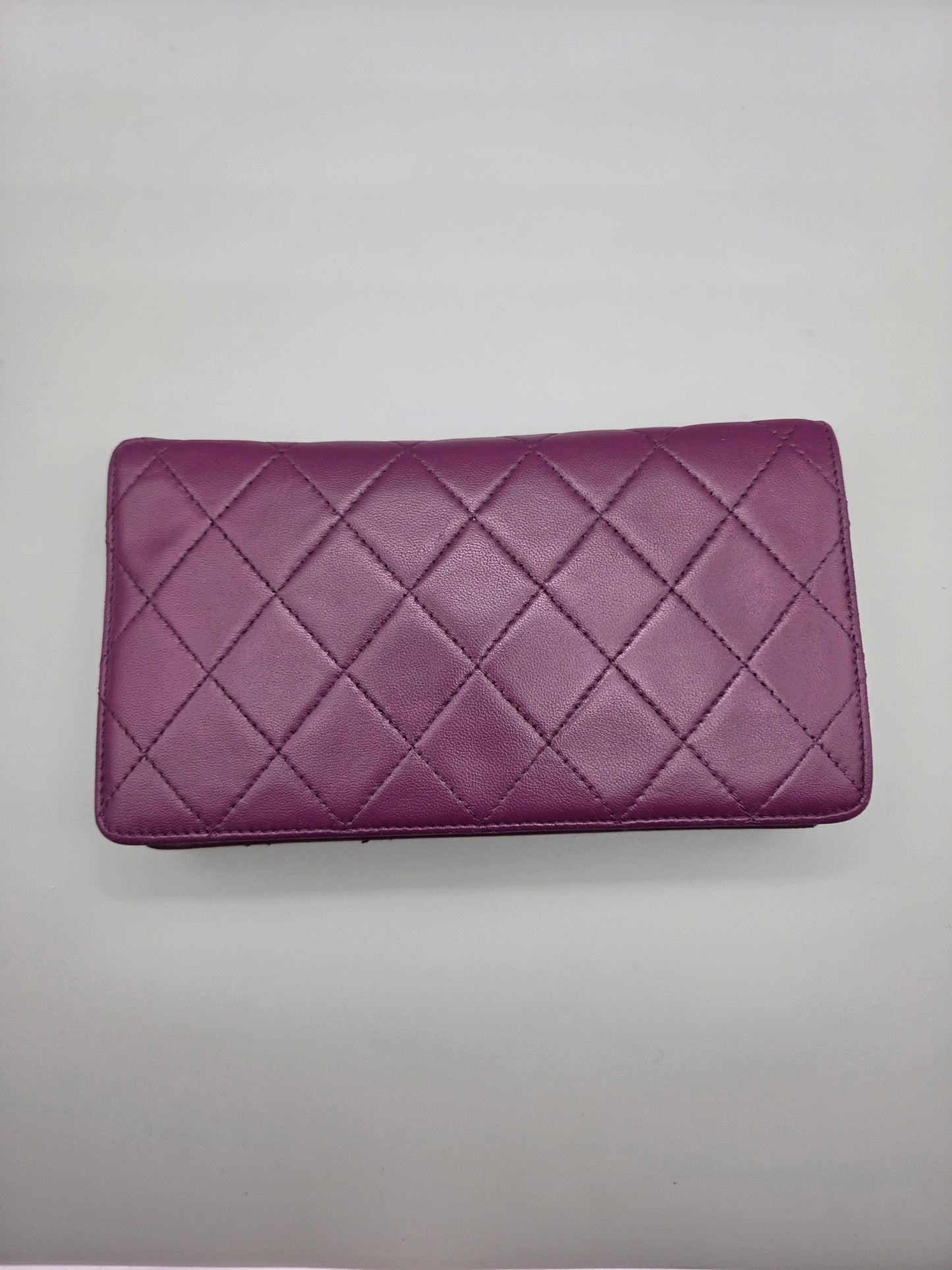 CHANEL Purple Quilted Leather Wallet