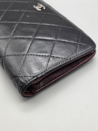 CHANEL Lambskin Quilted Yen Wallet in Black