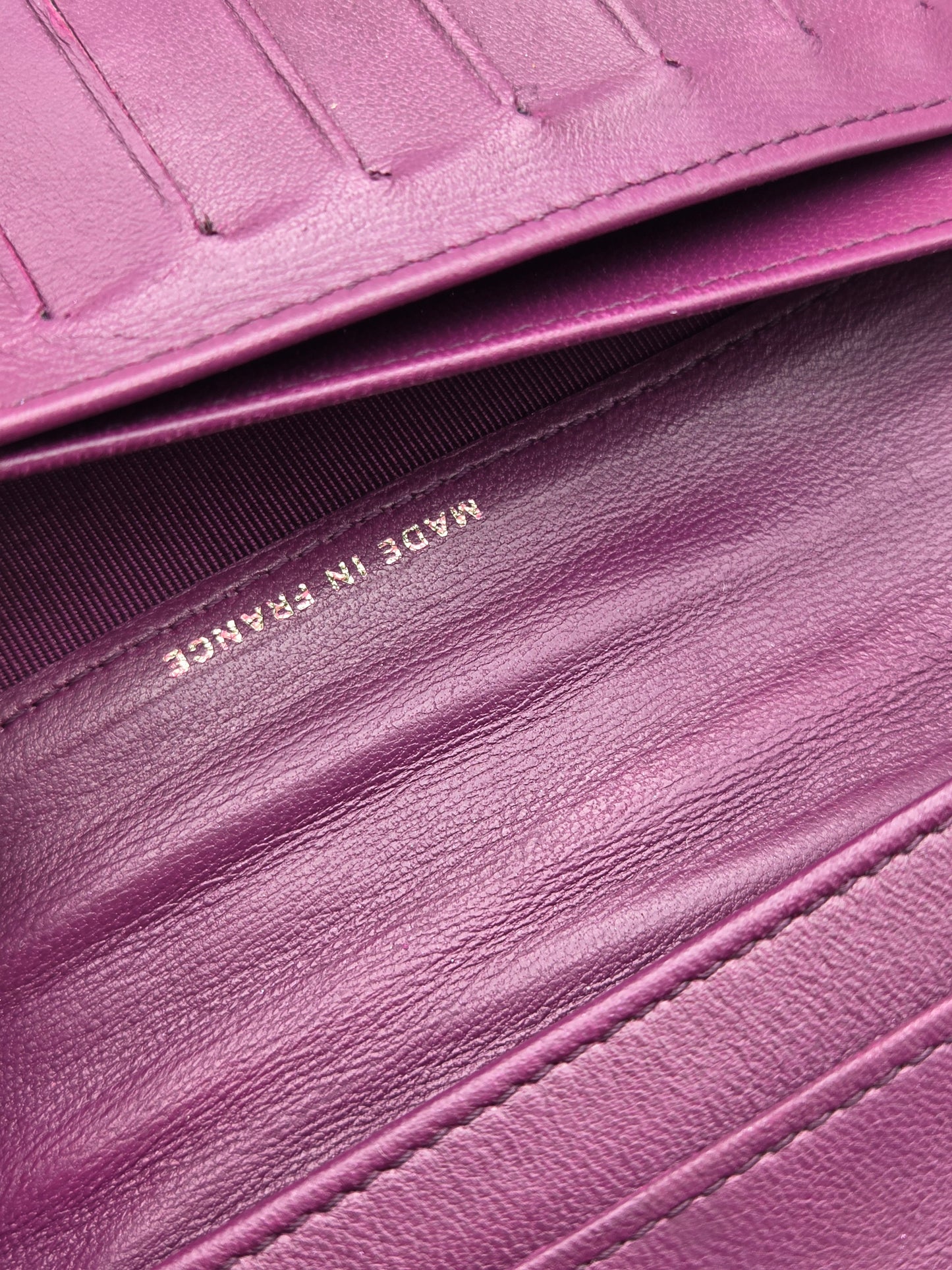 CHANEL Purple Quilted Leather Wallet