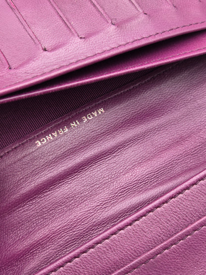 CHANEL Purple Quilted Leather Wallet