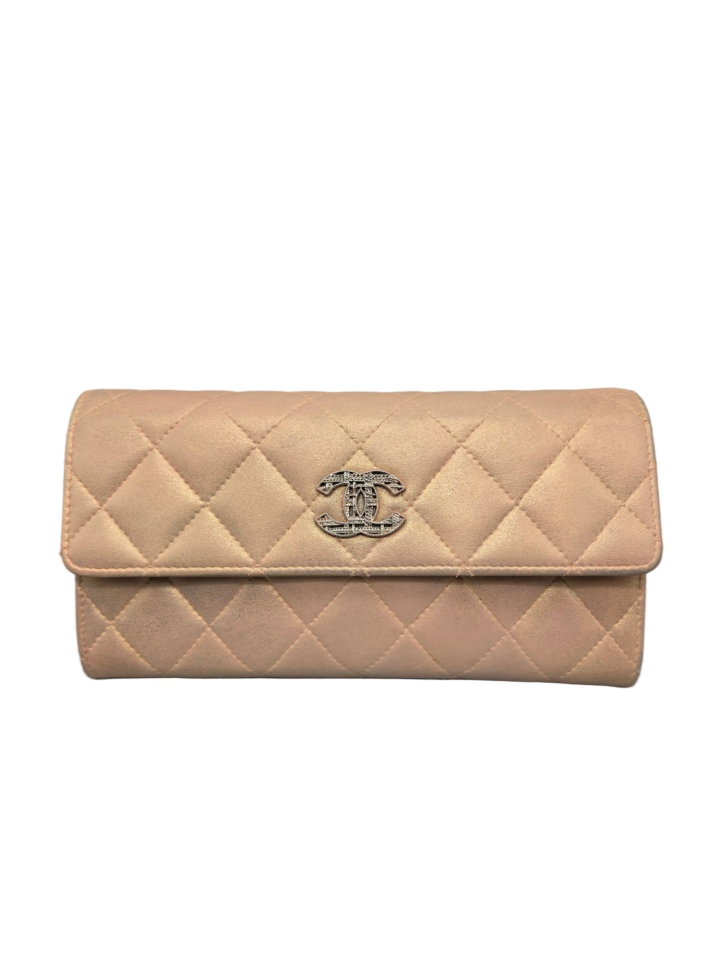 CHANEL Metallic Quilted Leather Large Flap Wallet