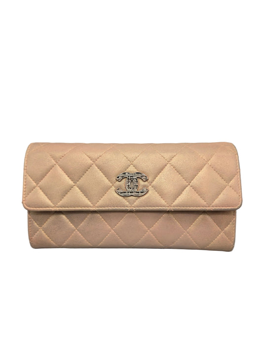 CHANEL Metallic Quilted Leather Large Flap Wallet