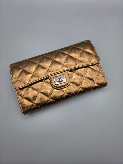 CHANEL 2.55 Reissue Bronze Quilted Leather Flap Wallet