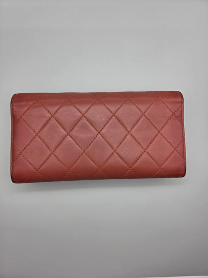CHANEL Quilted Large Flap Wallet in Maroon Red