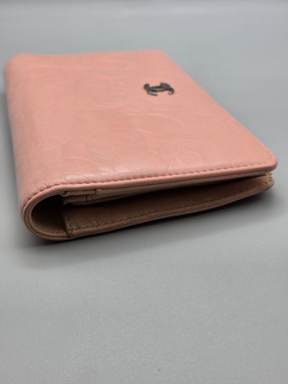 CHANEL Camellia CC Embossed Leather Wallet