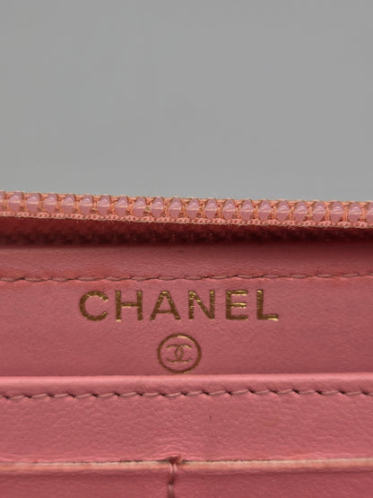 CHANEL Quilted Boy Zip Around Long Wallet