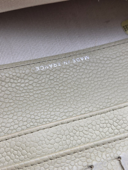 CHANEL Khaki Quilted Leather Yen Wallet