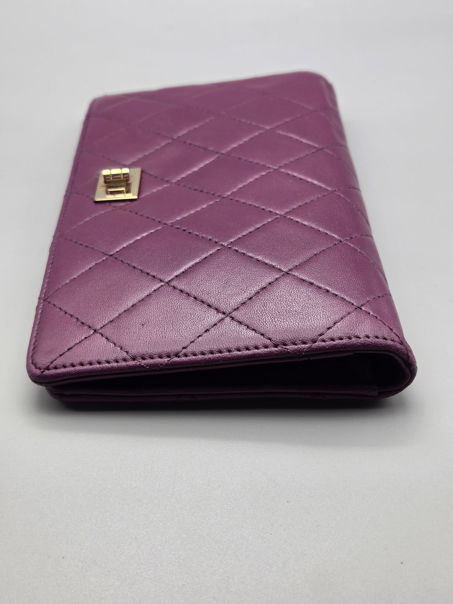 CHANEL Purple Quilted Leather Wallet