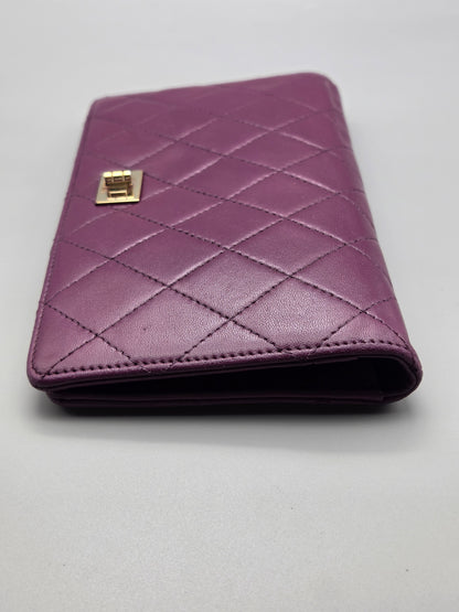 CHANEL Purple Quilted Leather Wallet