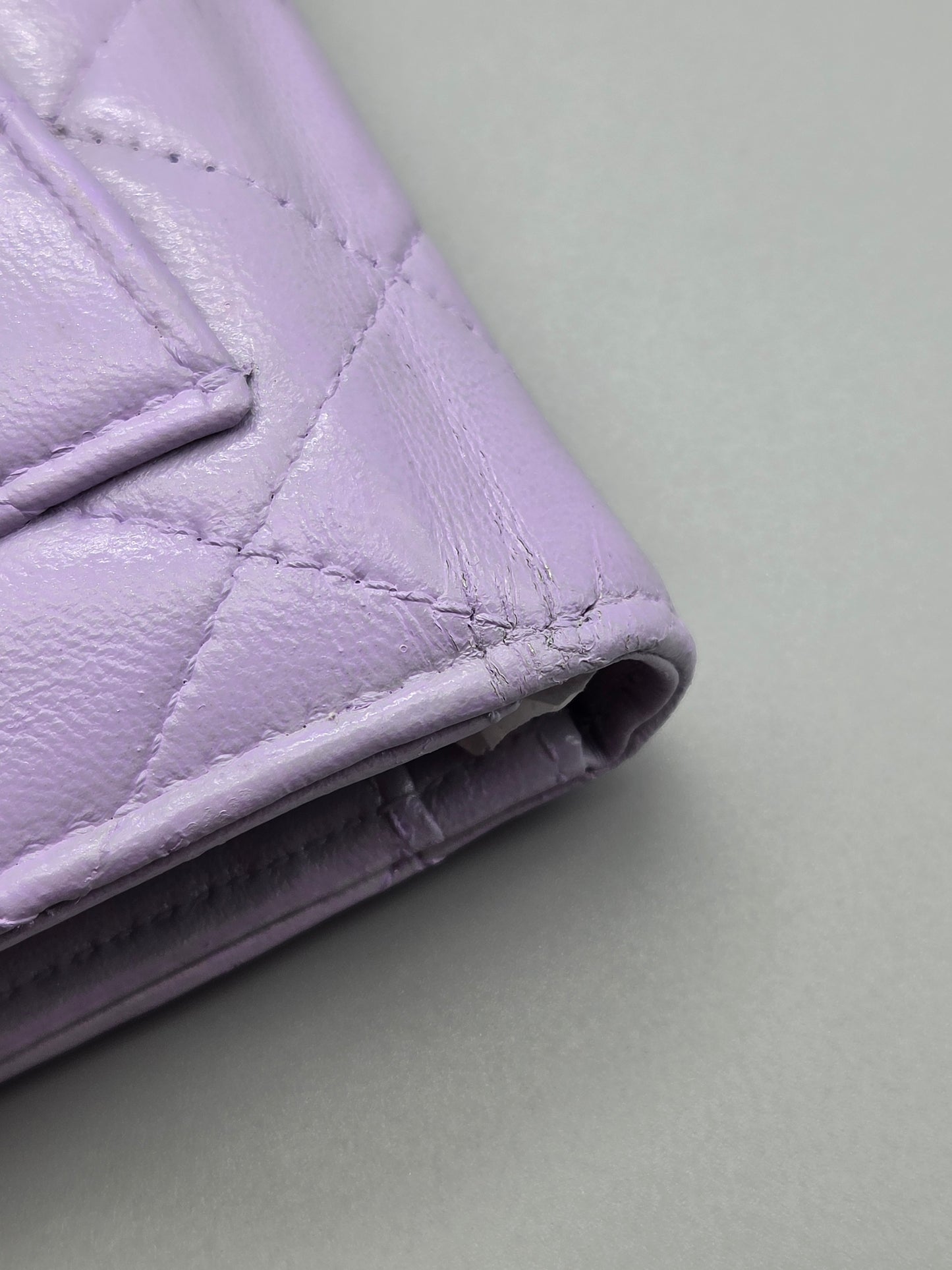 CHANEL Lavender Lambskin Quilted Yen Wallet