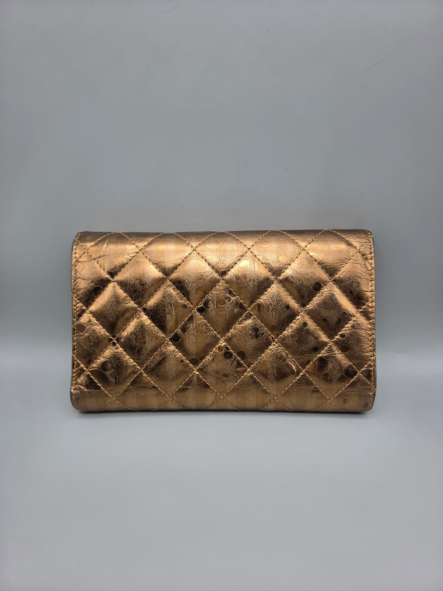 CHANEL 2.55 Reissue Bronze Quilted Leather Flap Wallet