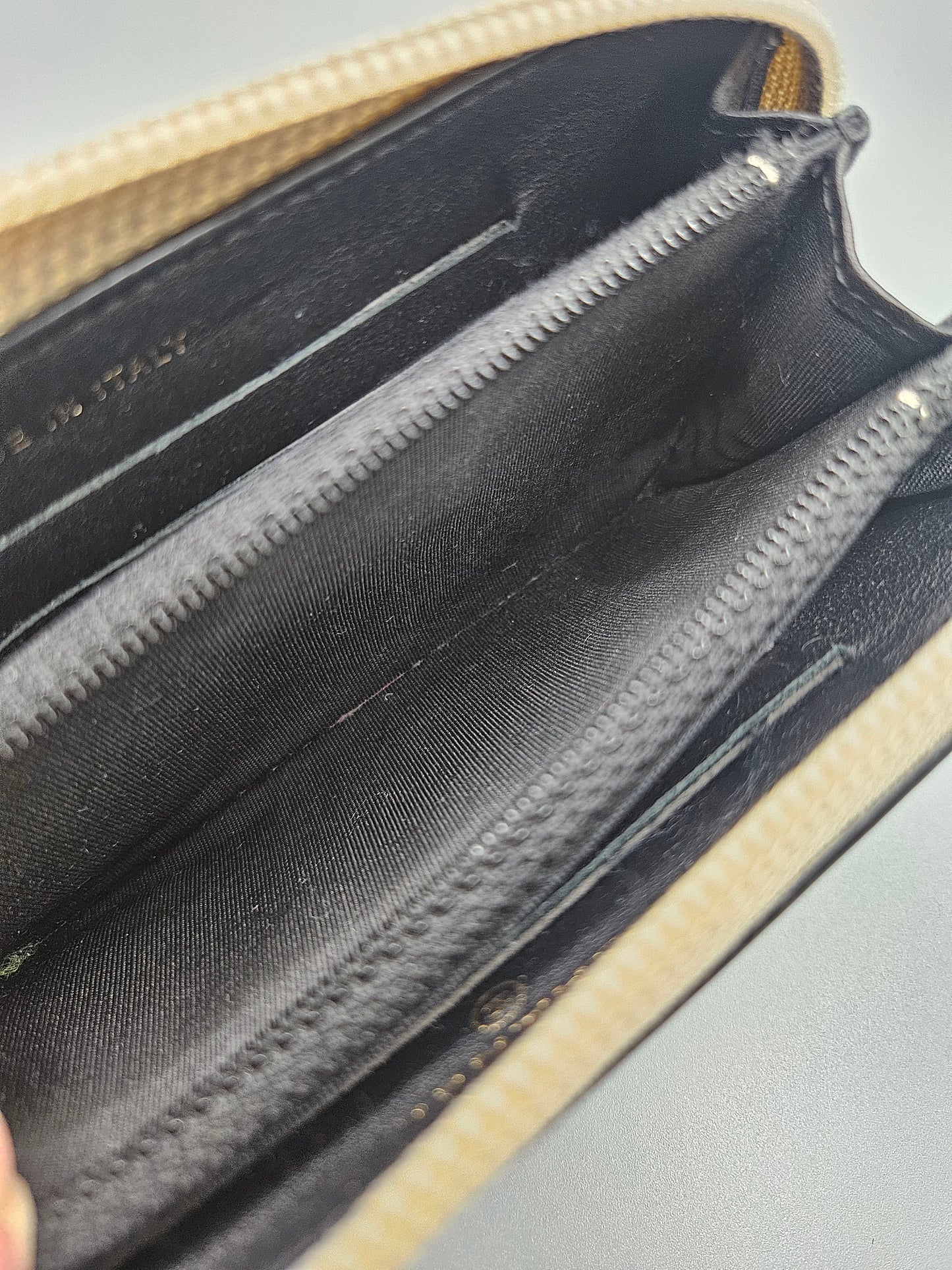 CHANEL Two-Tone Leather Compact Boy Zip Wallet