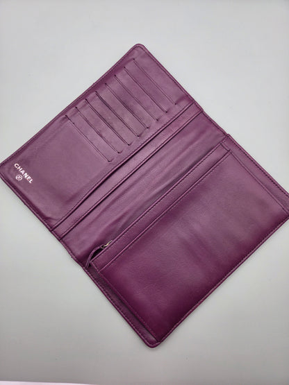 CHANEL Purple Quilted Leather Wallet