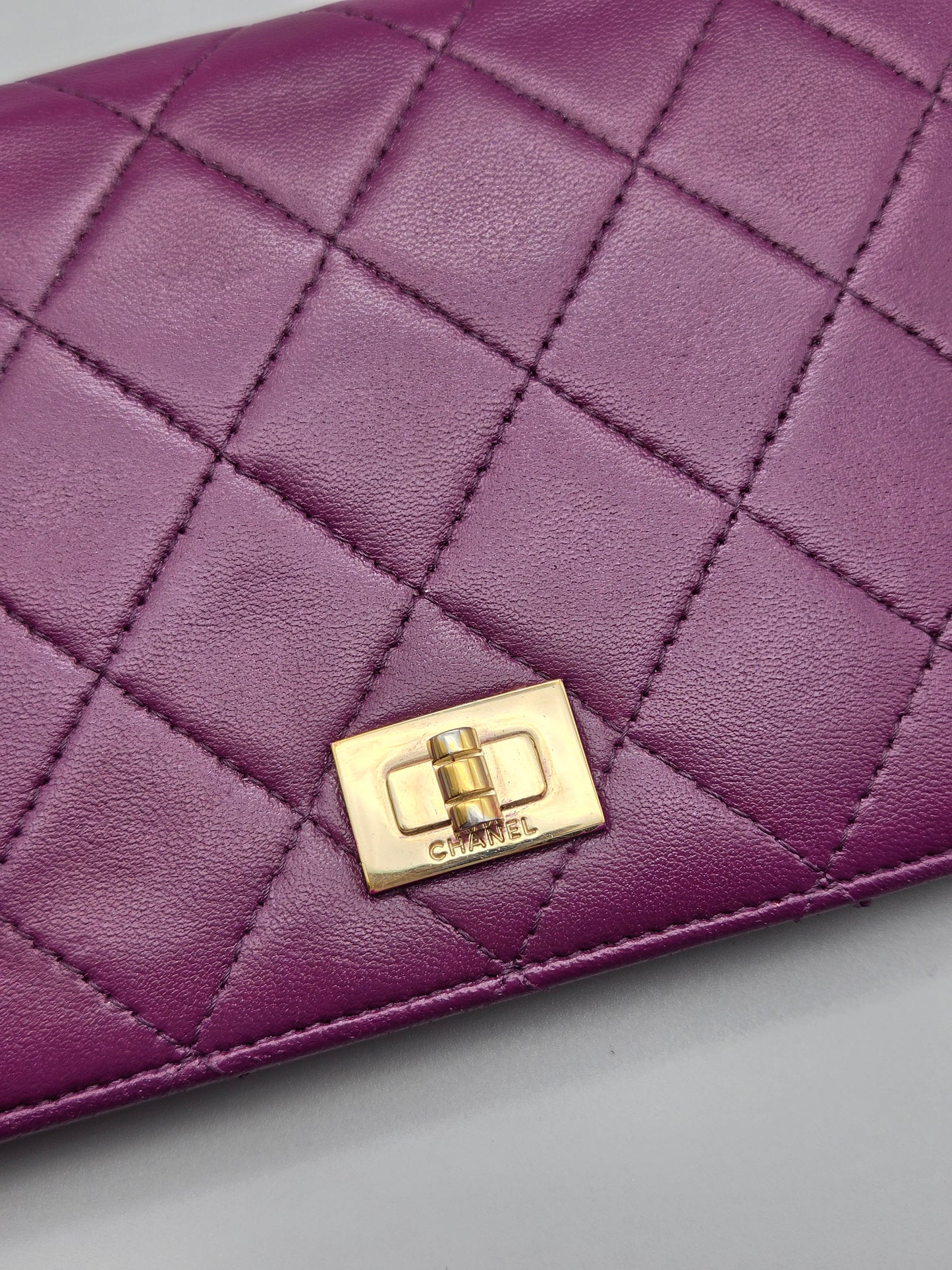 CHANEL Purple Quilted Leather Wallet