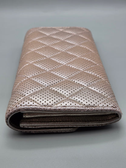 CHANEL Metallic Perforated Leather Clutch Wallet