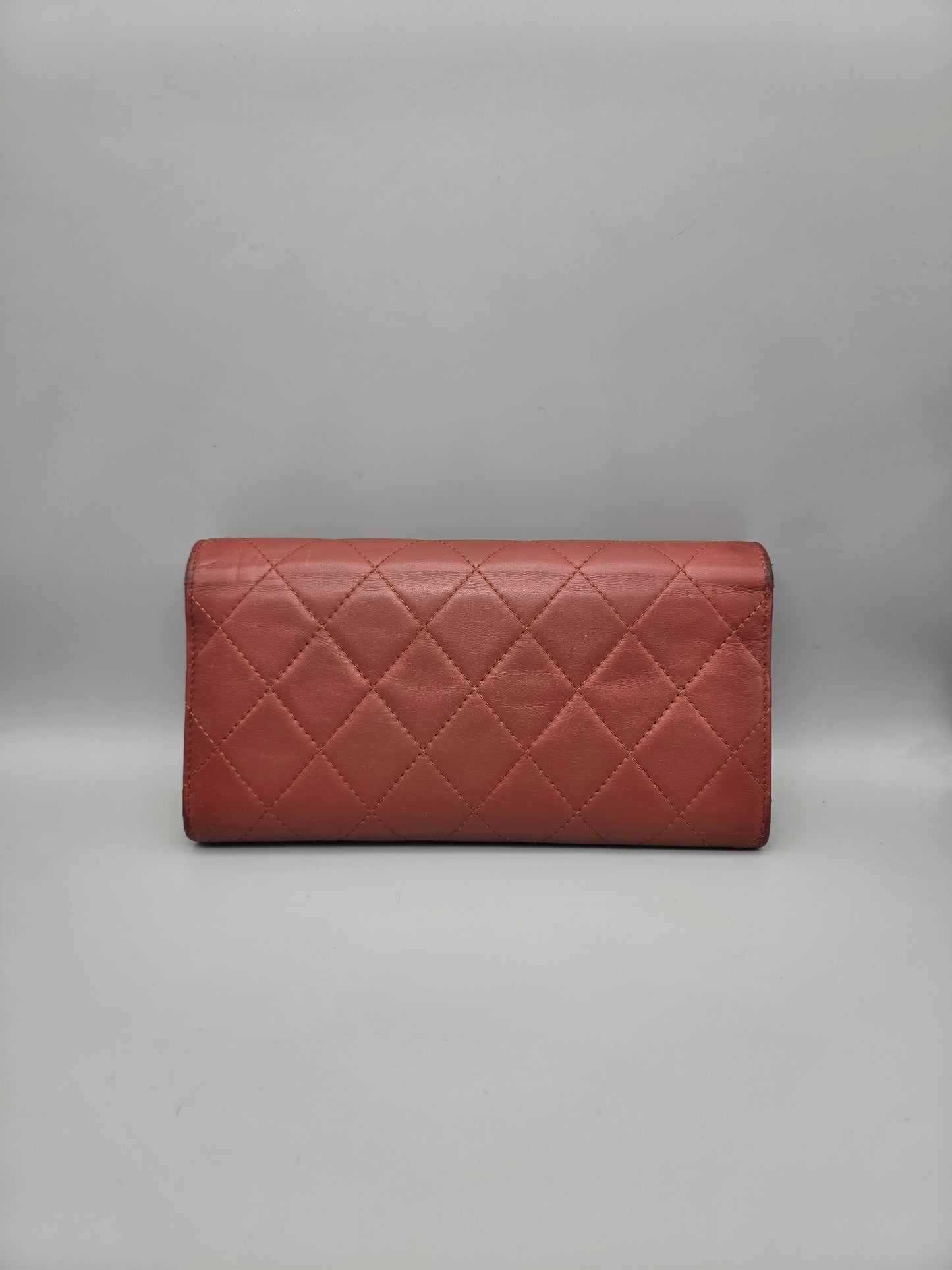 CHANEL Quilted Large Flap Wallet in Maroon Red