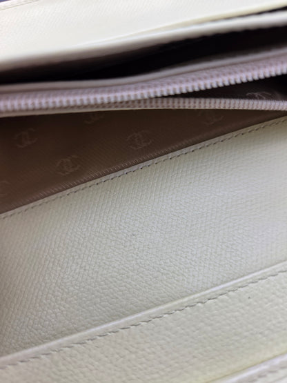 Grained Calfskin CC Button Yen Clutch Wallet in Pale Yellow