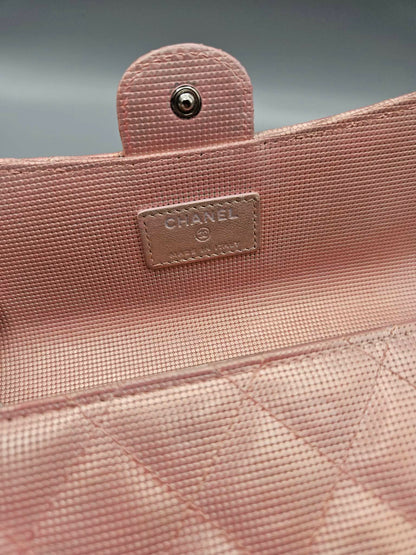 CHANEL Metallic Calfskin Quilted Pixel Effect Large Flap Wallet