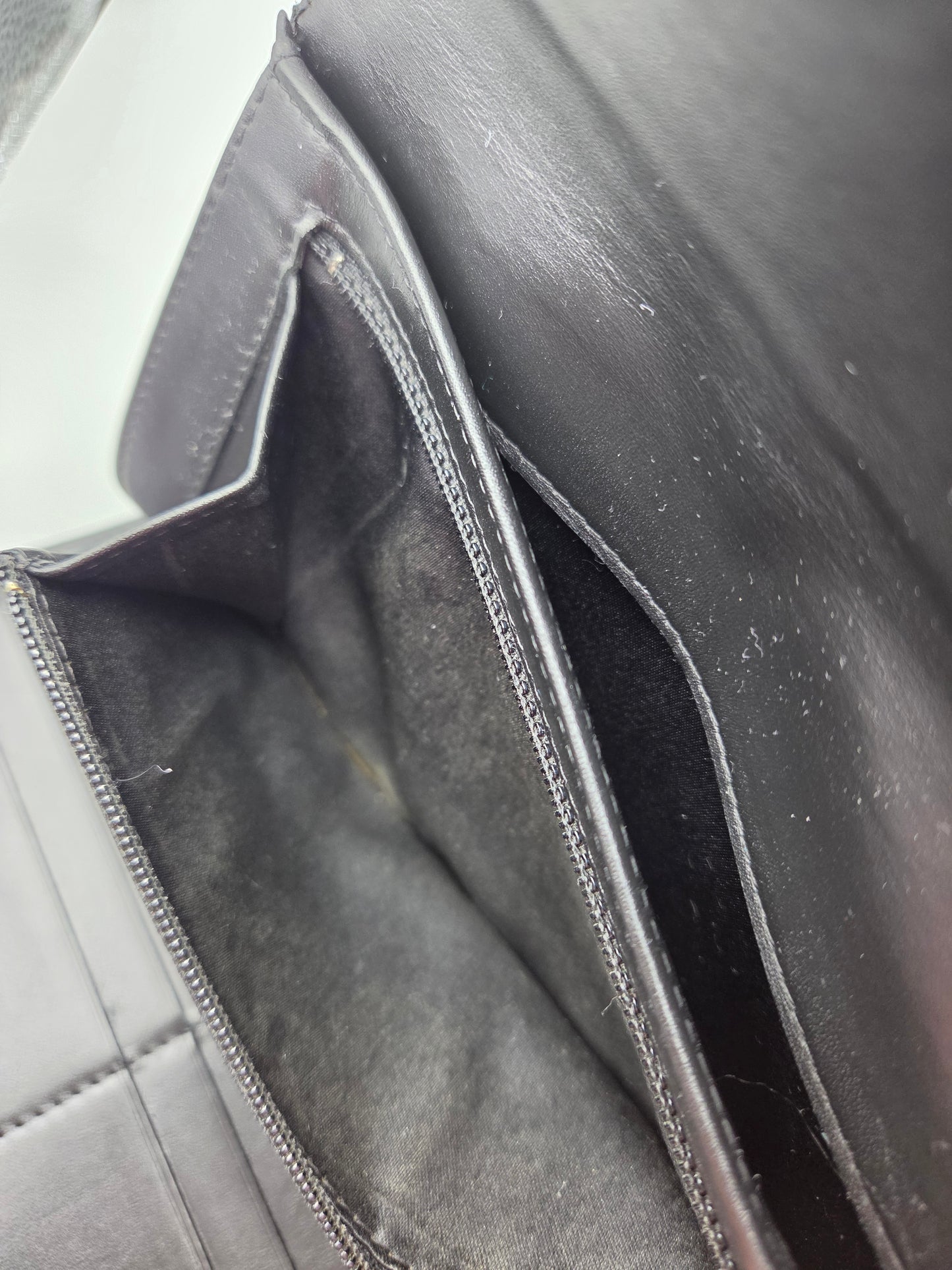 CHANEL Black Camellia Patent Leather Large Clutch Wallet