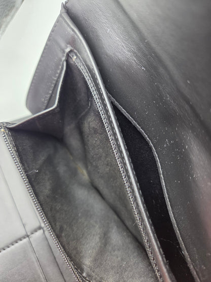 CHANEL Black Camellia Patent Leather Large Clutch Wallet
